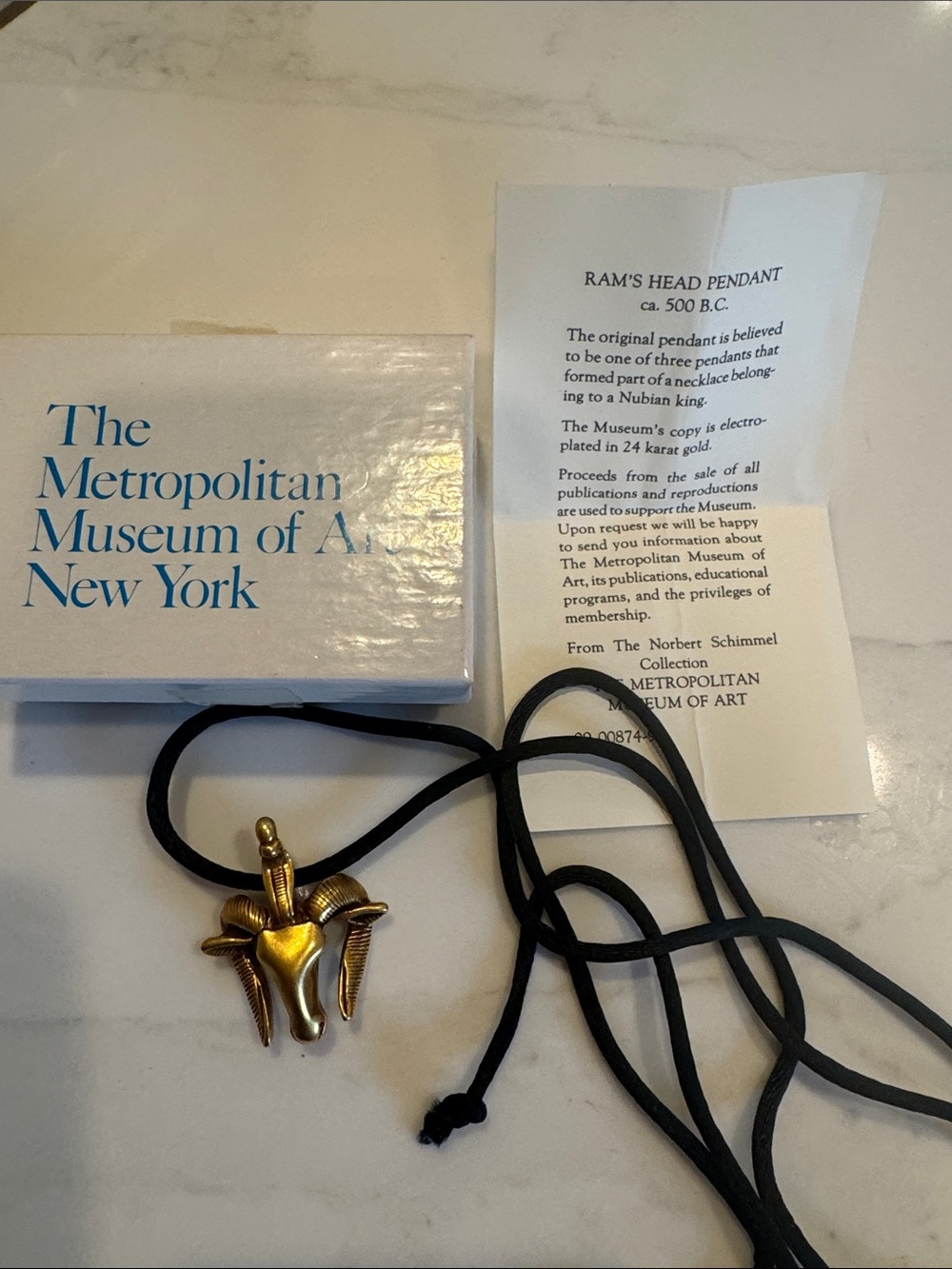 Metropolitan Museum of Art Gold Ram's Head Pendant Necklace